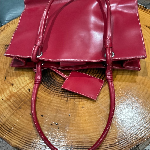 Wilsons Leather Red Structured Tote Handbag Business Laptop - Picture 9 of 16